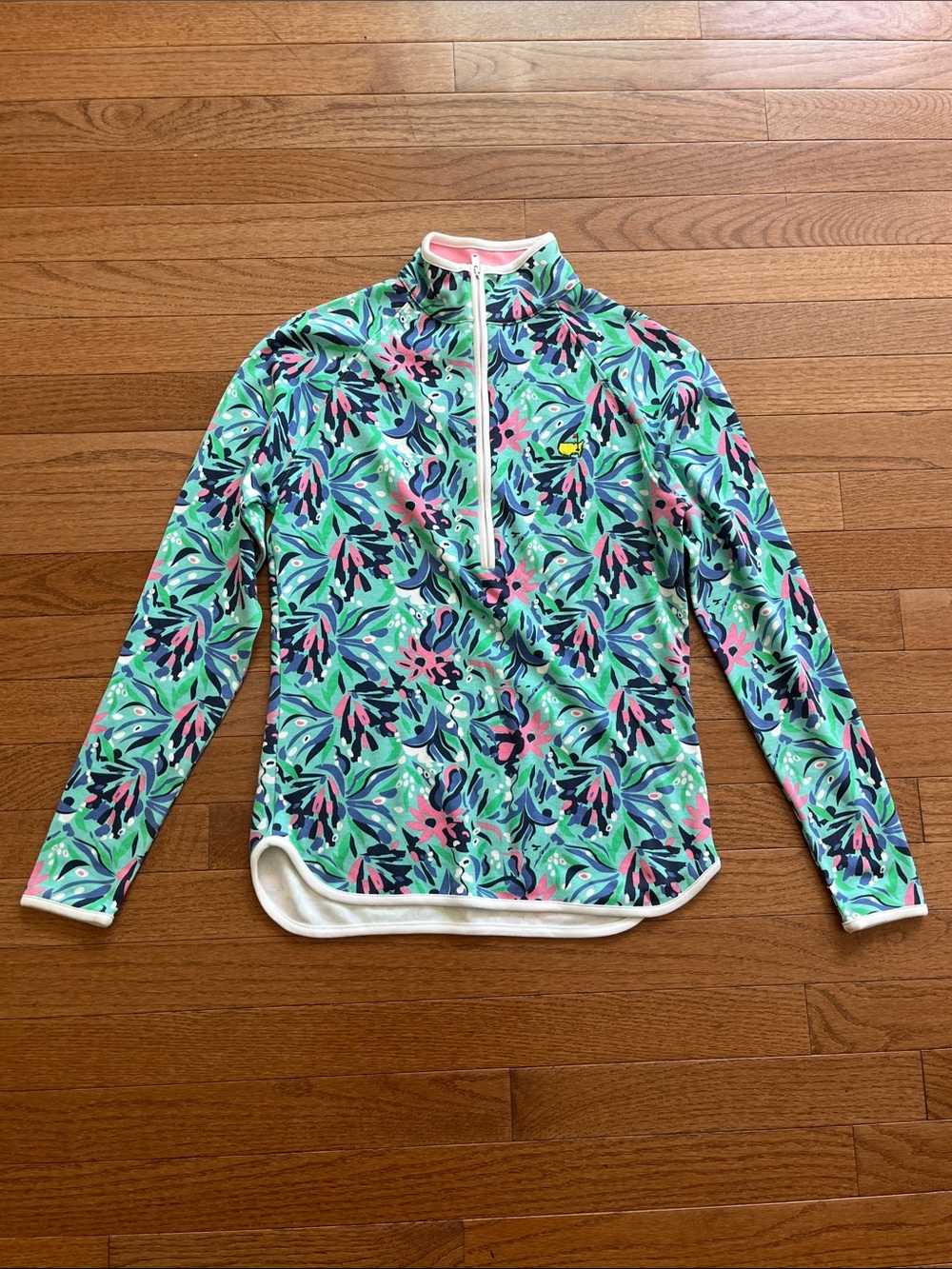 Women’s Floral Half‑Zip Pullover Hoodie - Mint & Pink The Masters Golf